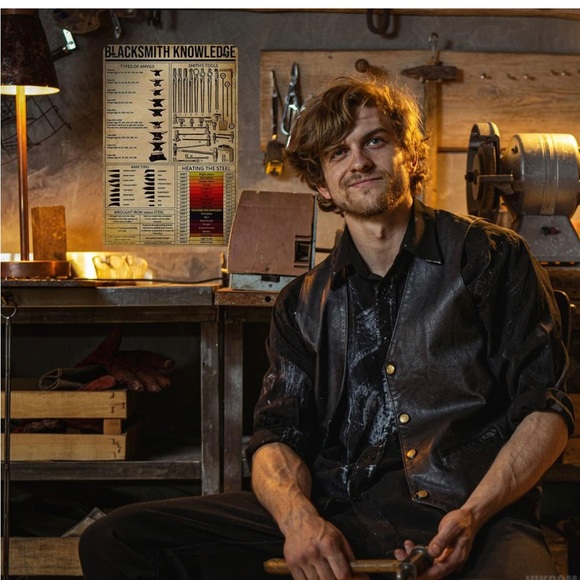 Man Cave Faux Vintage Metal Sign 8’x12 blacksmith tools for workshop/game room - Picture 5 of 11